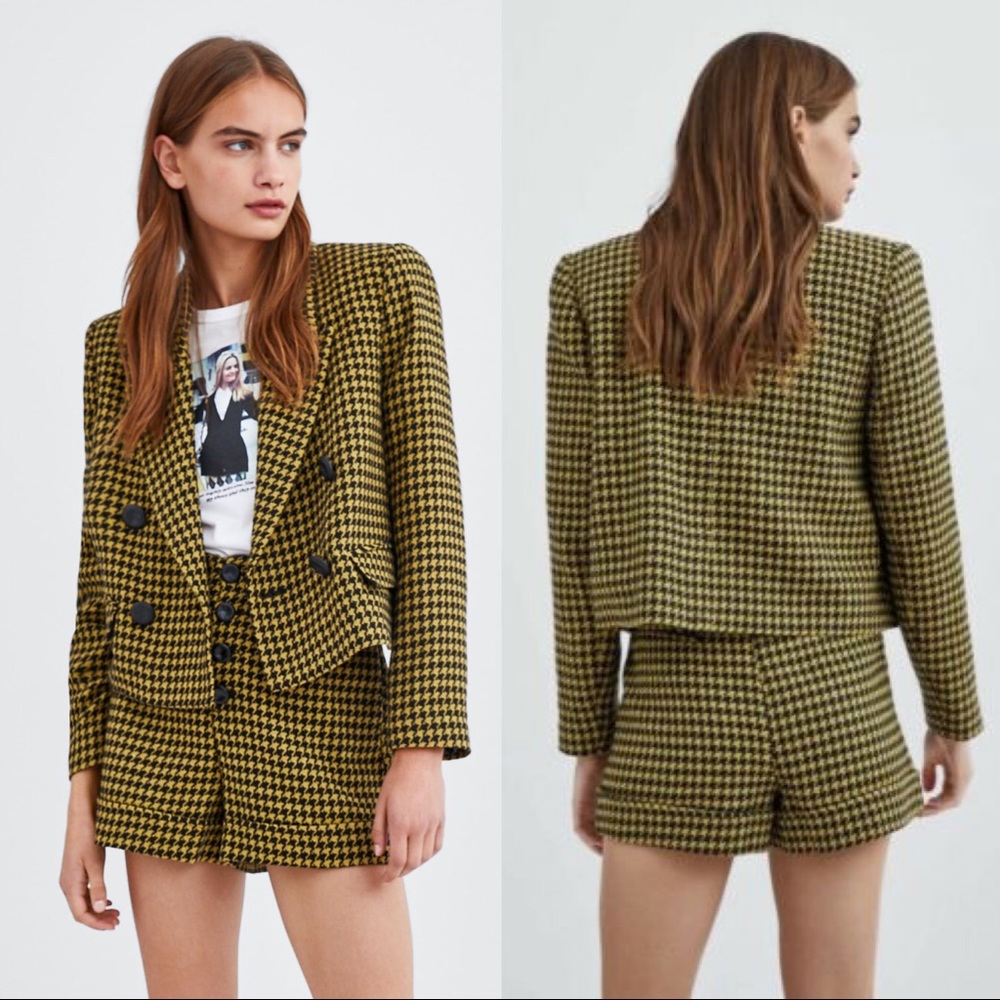 ISO Zara Black/Yellow Houndstooth Shorts